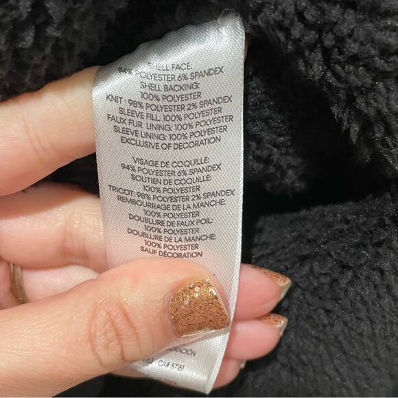 Calvin Klein Flextech Faux Shearling Lined Hooded Jacket Black Size Petite Large - Picture 9 of 12